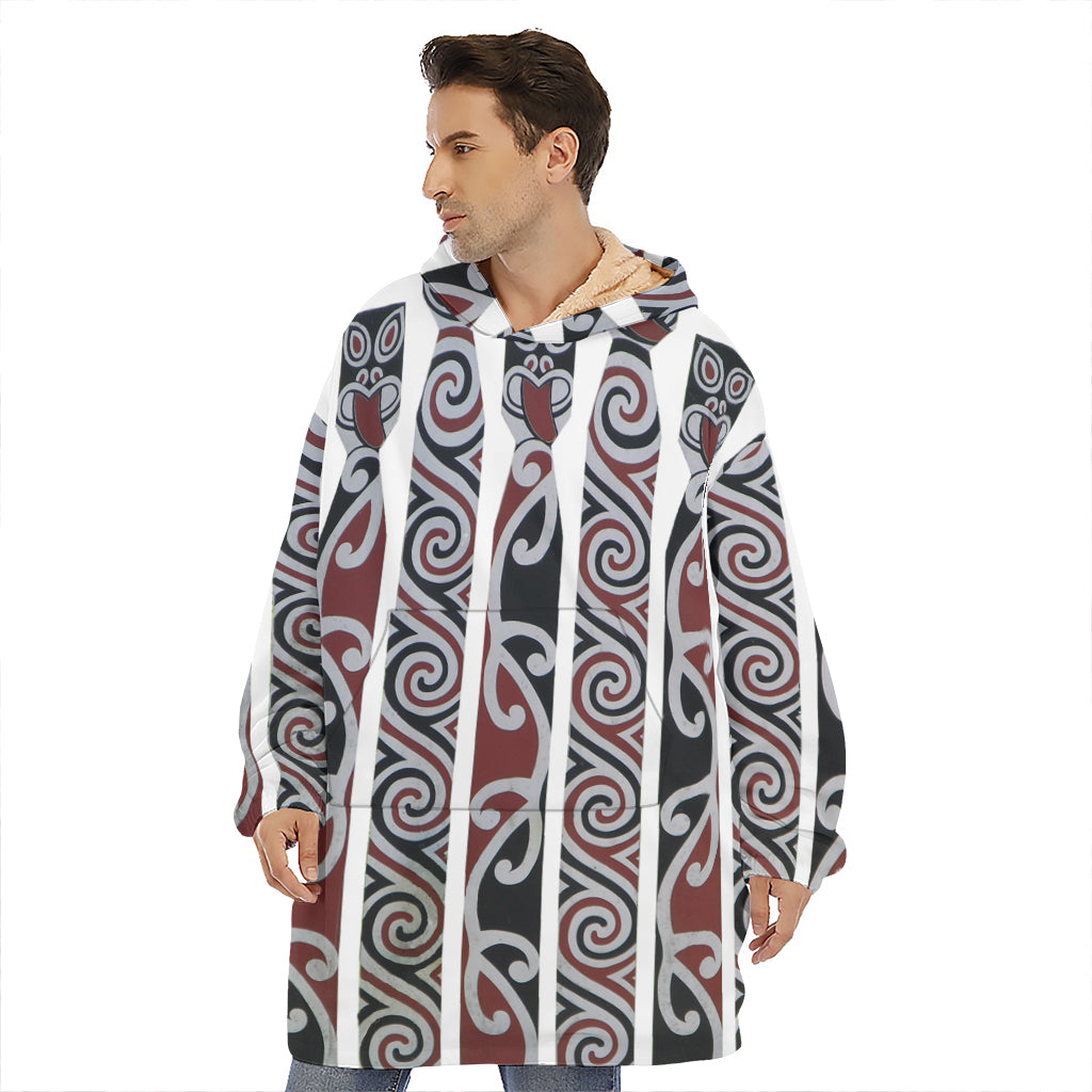 Maori Fence Print Hoodie Blanket