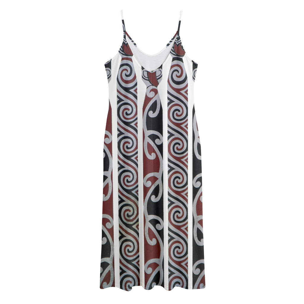 Maori Fence Print Jersey Midi Cami Dress