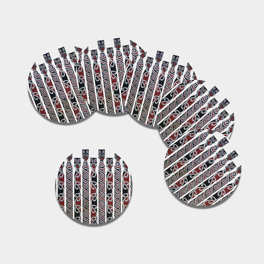 Maori Fence Print Leather Coaster Set