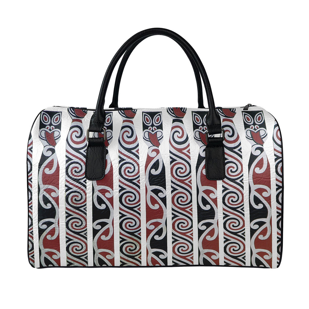 Maori Fence Print Leather Duffle Bag