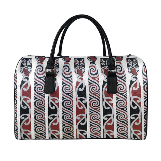Maori Fence Print Leather Duffle Bag