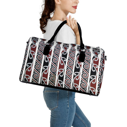 Maori Fence Print Leather Duffle Bag