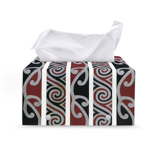Maori Fence Print Leather Tissue Box Cover