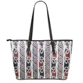 Maori Fence Print Leather Tote Bag With Zipper