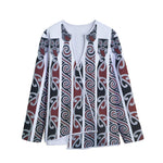 Maori Fence Print Long Sleeve Short Coat