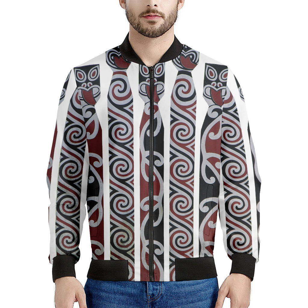 Maori Fence Print Men's Bomber Jacket