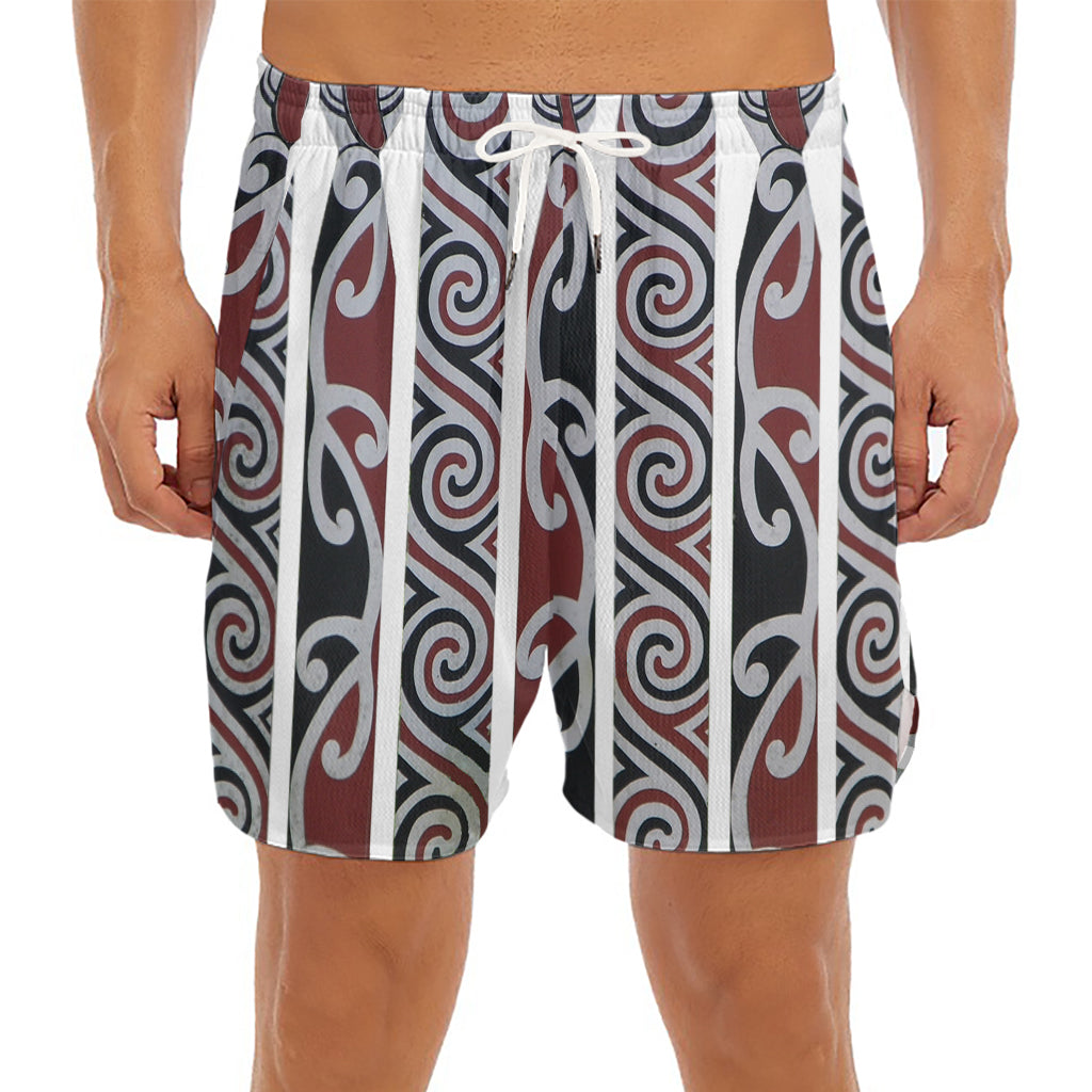 Maori Fence Print Men's Split Running Shorts