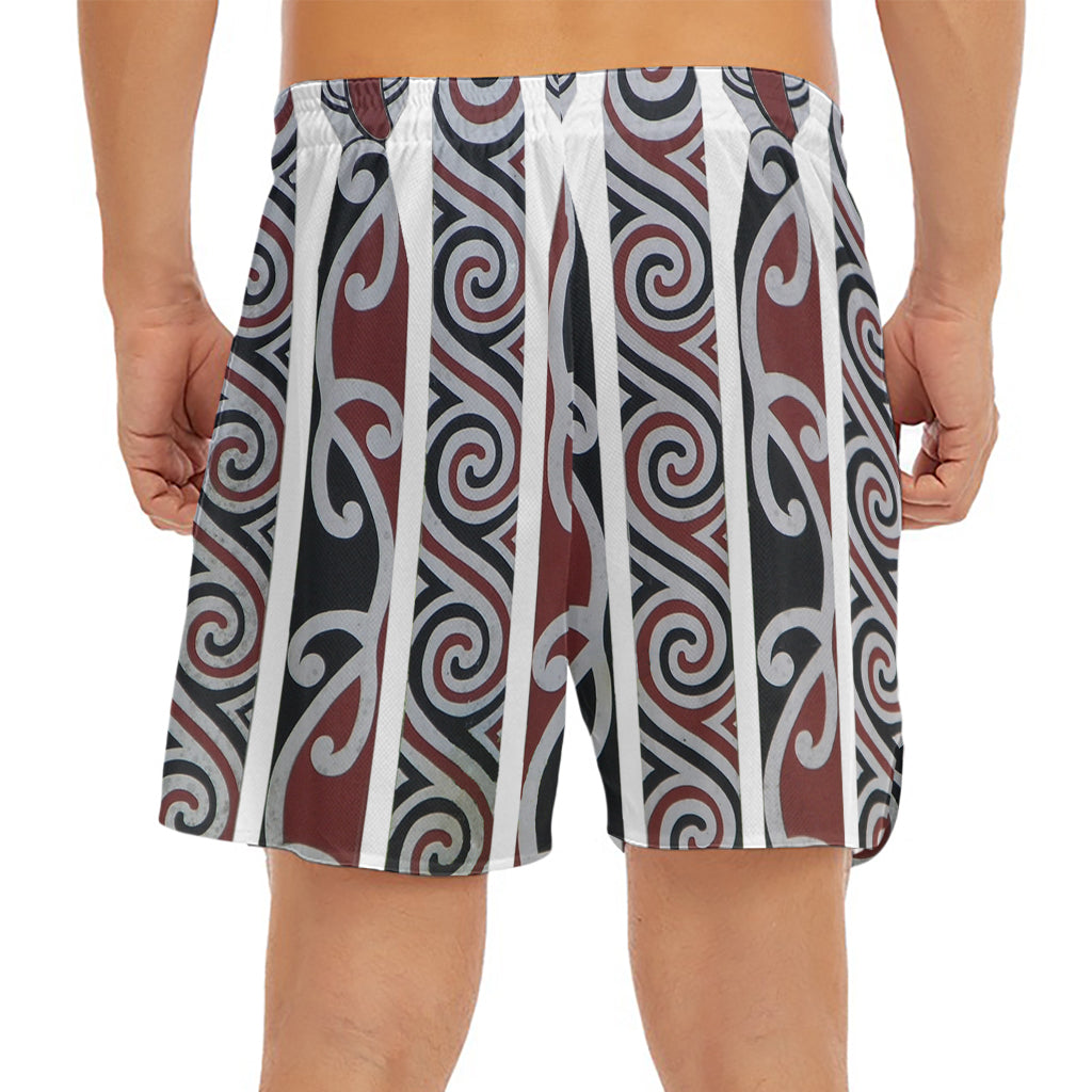 Maori Fence Print Men's Split Running Shorts