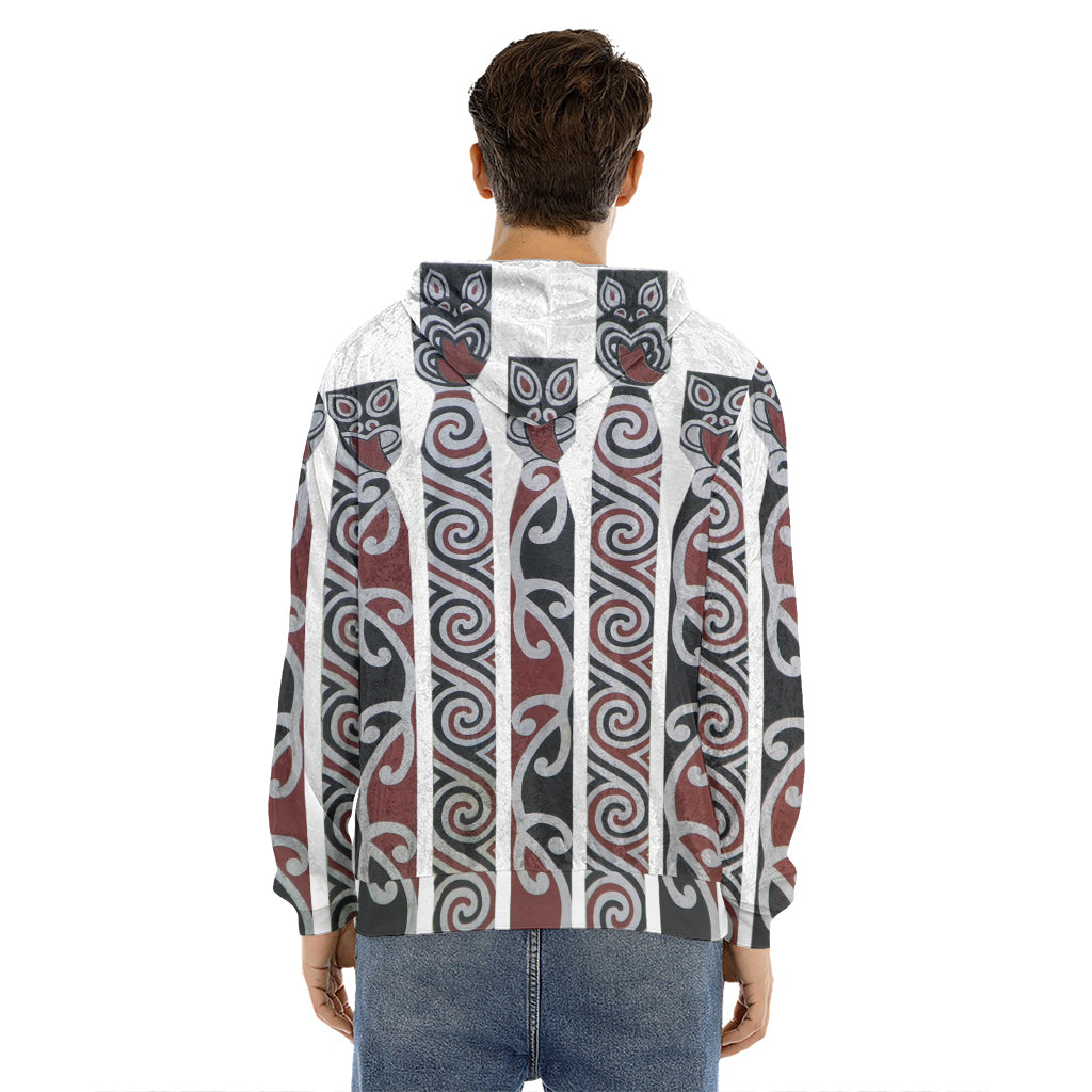 Maori Fence Print Men's Velvet Pullover Hoodie