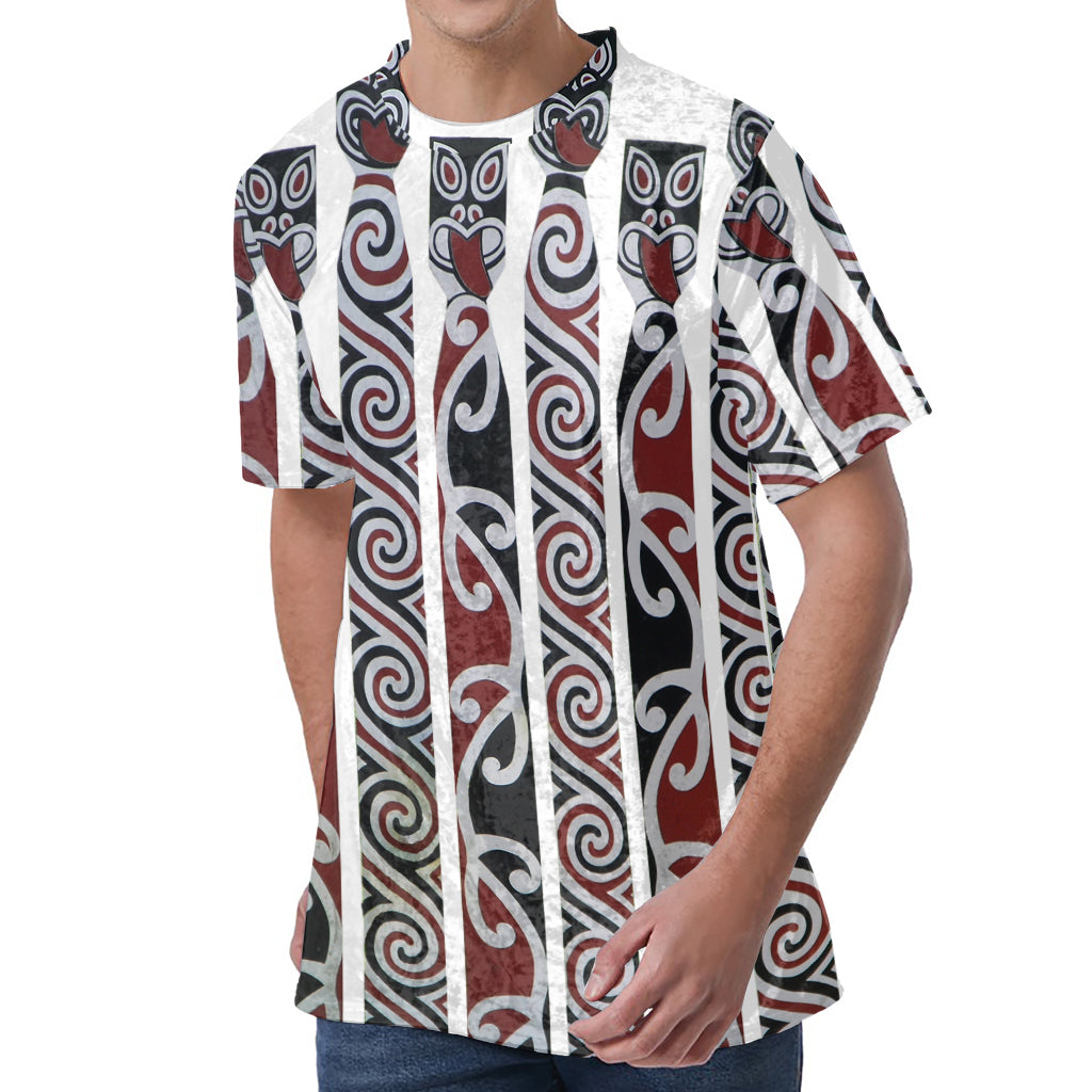 Maori Fence Print Men's Velvet T-Shirt