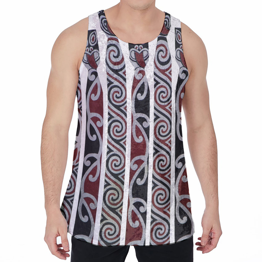 Maori Fence Print Men's Velvet Tank Top