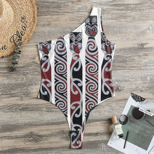 Maori Fence Print One Shoulder Bodysuit