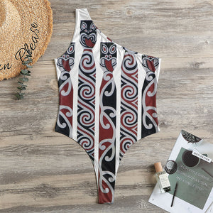 Maori Fence Print One Shoulder Bodysuit