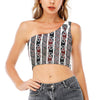 Maori Fence Print One Shoulder Crop Top