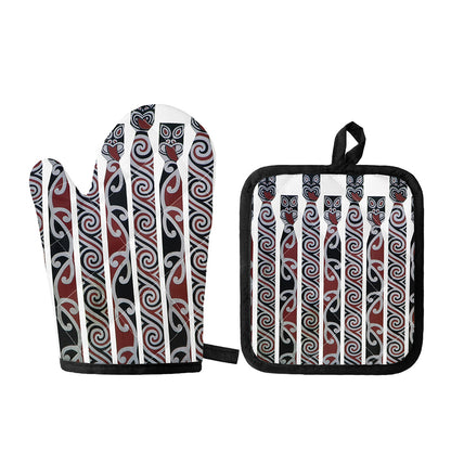 Maori Fence Print Oven Mitt And Pot Holder Set