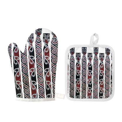Maori Fence Print Oven Mitt And Pot Holder Set