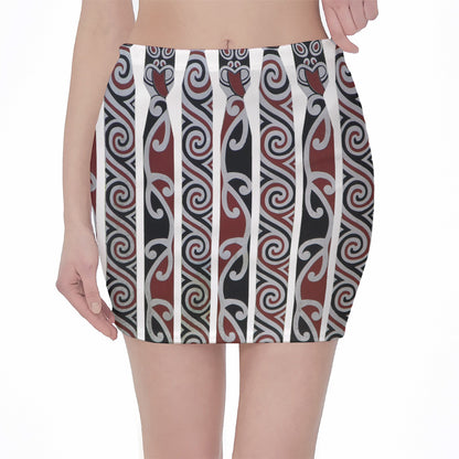 Maori Fence Print Pencil Mini Skirt