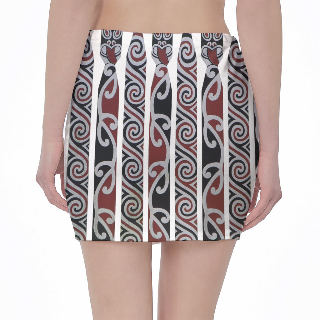 Maori Fence Print Pencil Mini Skirt