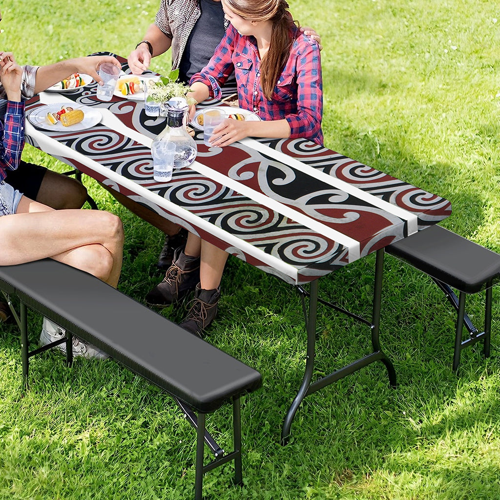 Maori Fence Print Picnic Table Cover