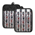 Maori Fence Print Pot Holders With Pocket