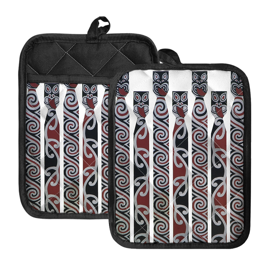 Maori Fence Print Pot Holders With Pocket