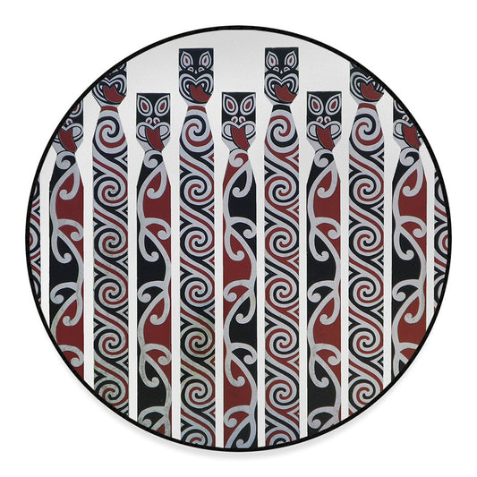 Maori Fence Print Round Floor Mat