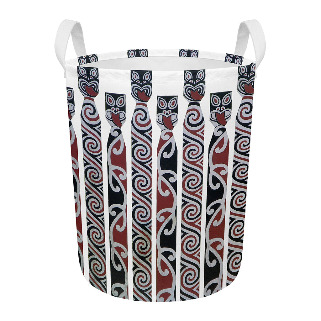 Maori Fence Print Round Laundry Basket
