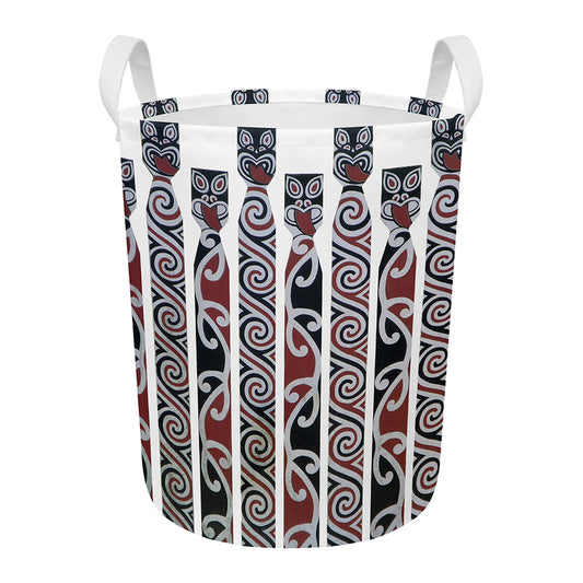 Maori Fence Print Round Laundry Basket