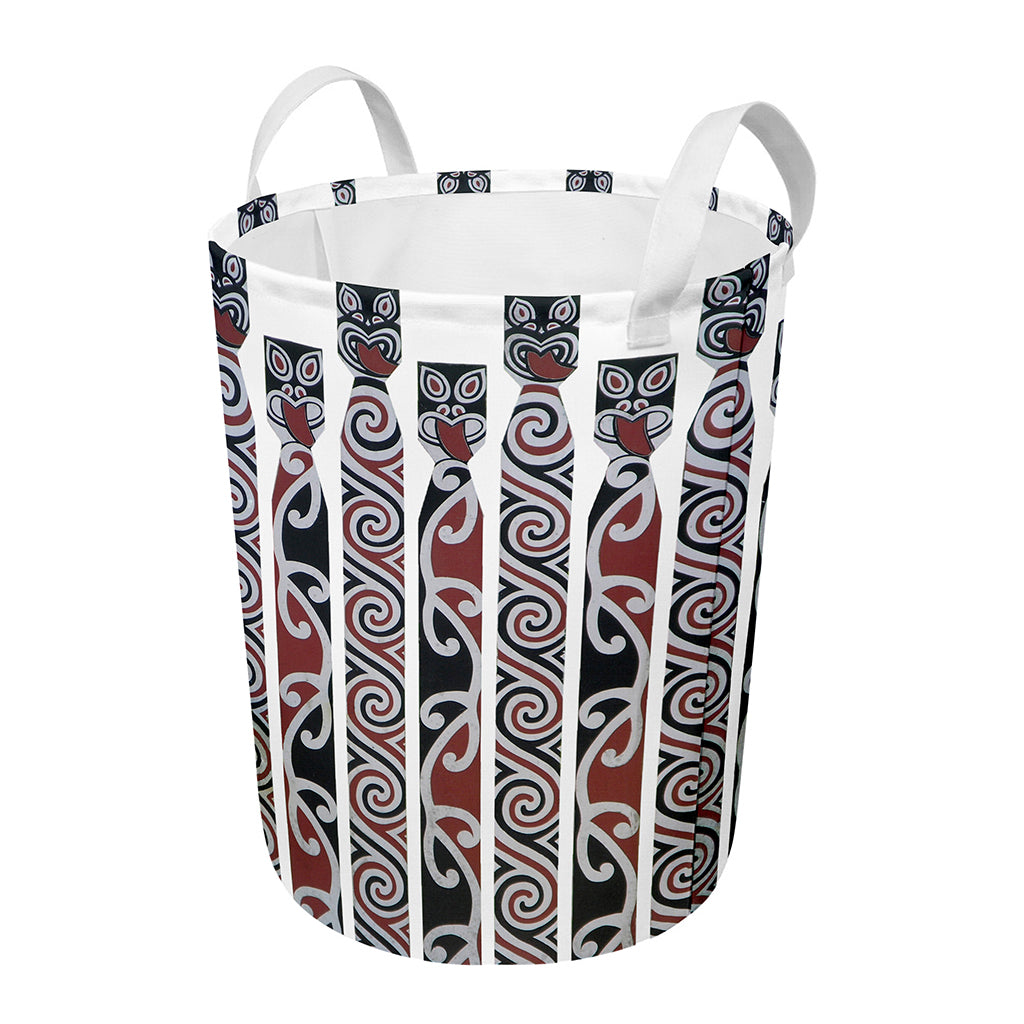 Maori Fence Print Round Laundry Basket