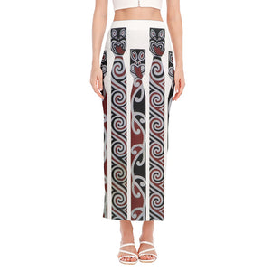 Maori Fence Print Side Slit Maxi Skirt