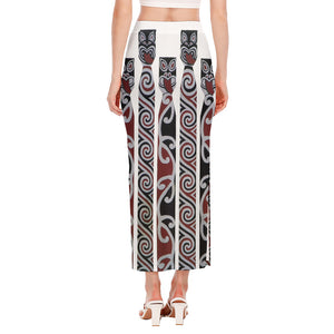 Maori Fence Print Side Slit Maxi Skirt