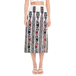 Maori Fence Print Side Slit Midi Skirt