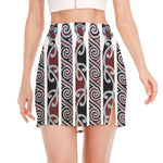 Maori Fence Print Side Slit Mini Skirt