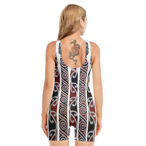 Maori Fence Print Sleeveless One Piece Swimsuit