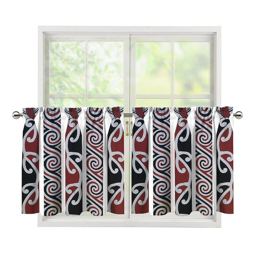 Maori Fence Print Tier Curtains