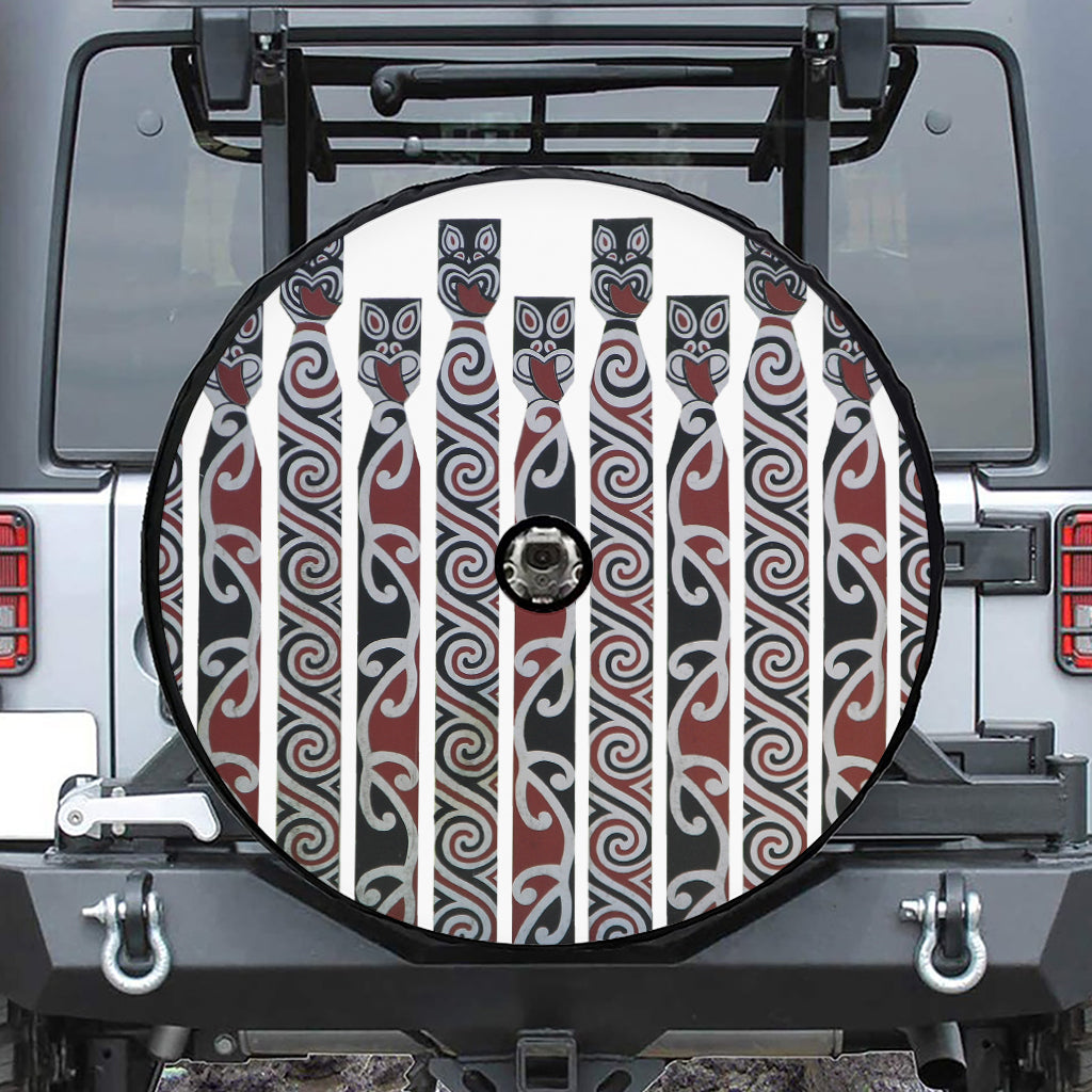 Maori Fence Print Tire Cover With Camera Hole