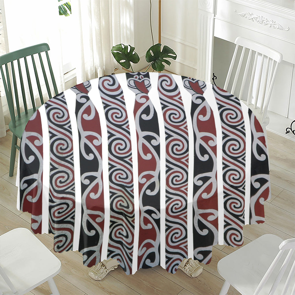 Maori Fence Print Waterproof Round Tablecloth