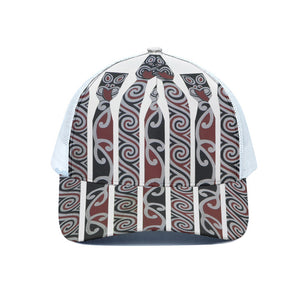 Maori Fence Print White Mesh Trucker Cap