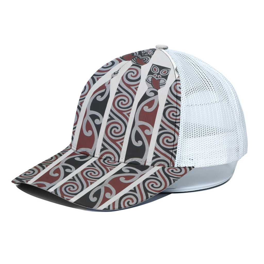 Maori Fence Print White Mesh Trucker Cap