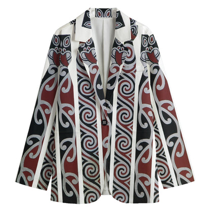 Maori Fence Print Women's Cotton Blazer