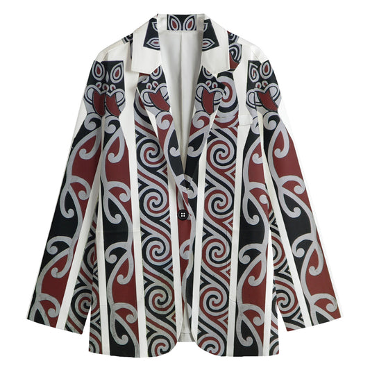 Maori Fence Print Women's Cotton Blazer