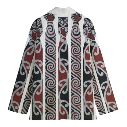 Maori Fence Print Women's Cotton Blazer