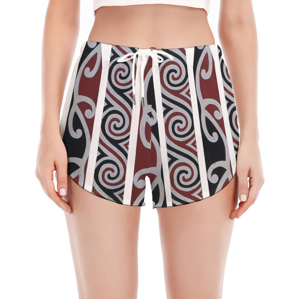 Maori Fence Print Women's Split Running Shorts