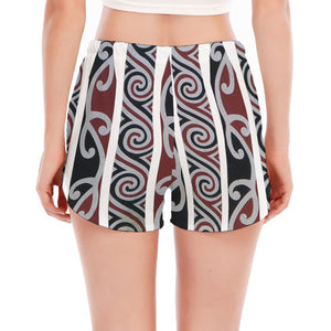 Maori Fence Print Women's Split Running Shorts