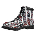 Maori Fence Print Padded Collar Lace Up Boots