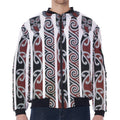 Maori Fence Print Zip Sleeve Bomber Jacket