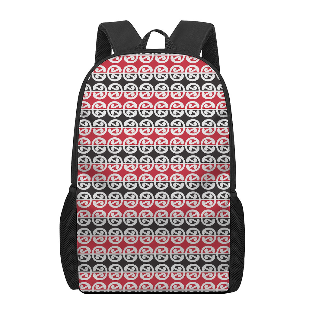 Maori Kowhaiwhai Pattern Print 17 Inch Backpack