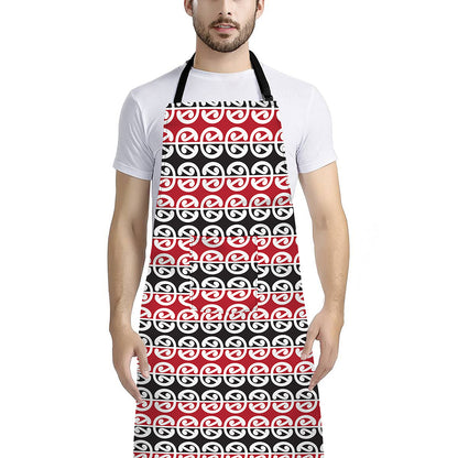 Maori Kowhaiwhai Pattern Print Bib Apron With Pocket