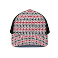 Maori Kowhaiwhai Pattern Print Black Mesh Trucker Hat