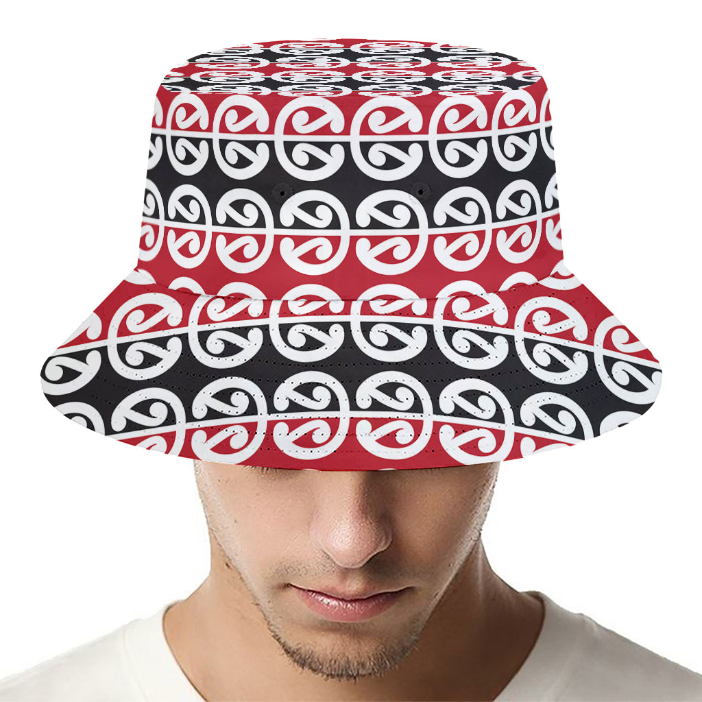 Maori Kowhaiwhai Pattern Print Bucket Hat